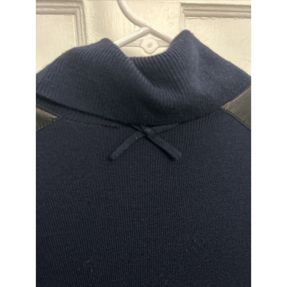KATE SPADE Wool Turtleneck Midi Knit Navy Dress Sheep Skin Leather Detail XS - Picture 4 of 7